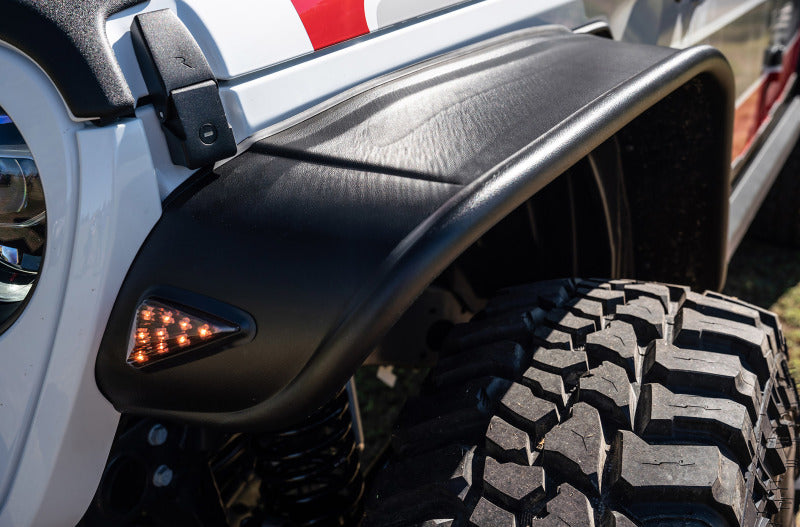 Bushwacker 2020 Jeep Gladiator Launch Edition Flat Style Flares 4pc - Black - 10928-07 for 2020-2025 Jeep Gladiator - front v