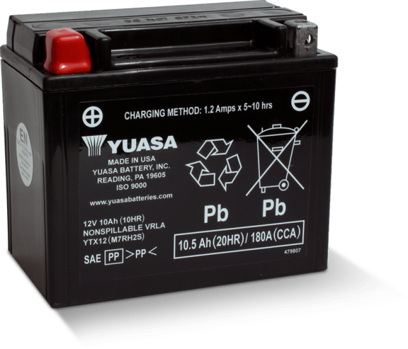 Yuasa YTX12 Maintenance Free AGM 12 Volt Battery - YUAM7RH2STWN by Yuasa Battery