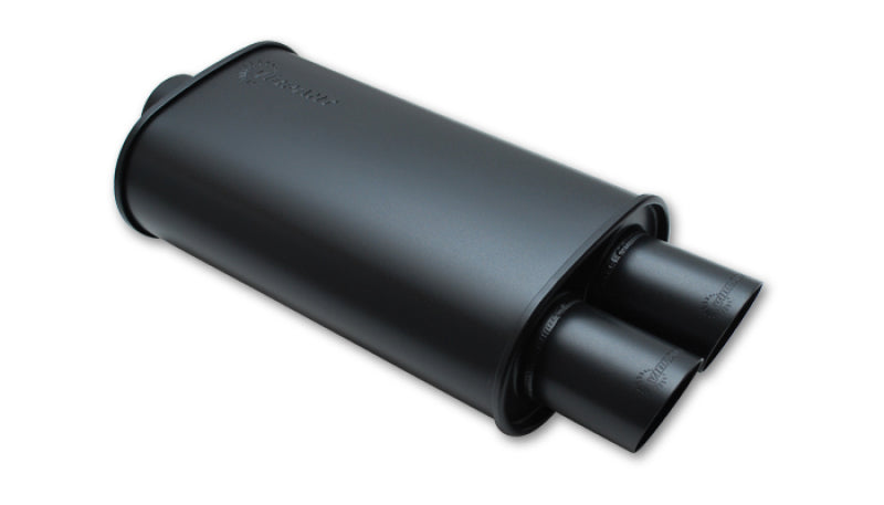 Vibrant StreetPower FLAT BLACK Oval Muffler with Dual 3in Outlets - 2.5in inlet I.D. - 1148 by Vibrant - front view