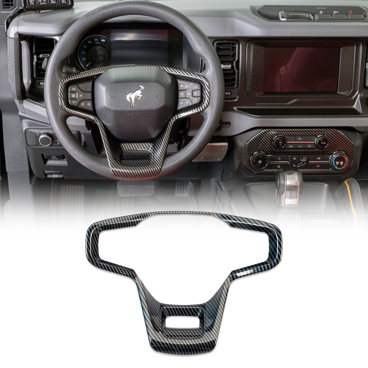 IAG I-Line Gloss Carbon Steering Wheel Accent Cover for 2021+ Ford Bronco