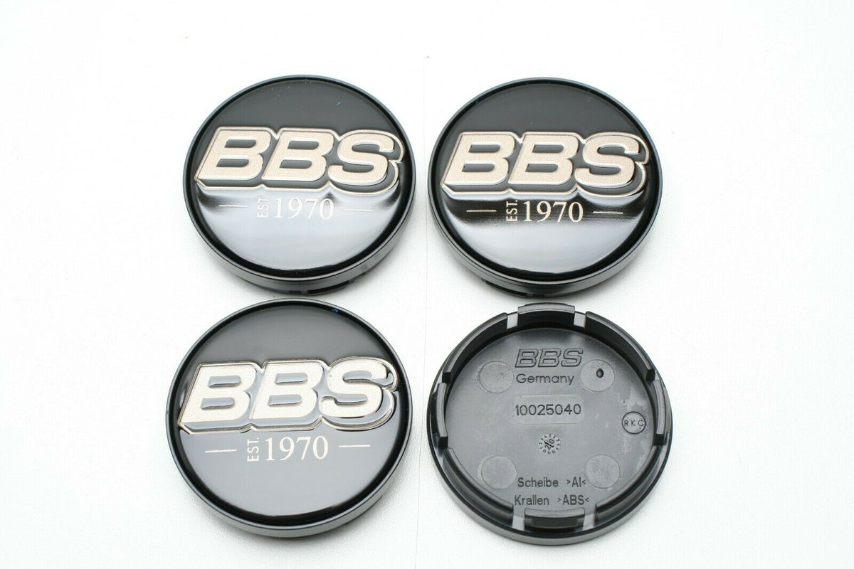 BBS LOGO Center Cap Set 70mm Black/White-Gold EST. 1970 - HW58071041.4