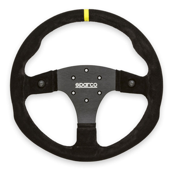 Sparco Steering Wheel R350B Leather w/ Button - 015R350PLO