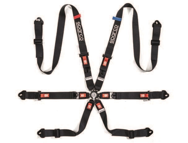 Sparco Belt Prime 6 Point 2in Black Harness - 04834HPDSFINR