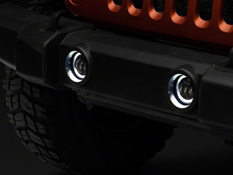 Raxiom 07-23 Jeep Wrangler JK &amp; JL Axial Series Halo LED Fog Lights- Amber - J130812