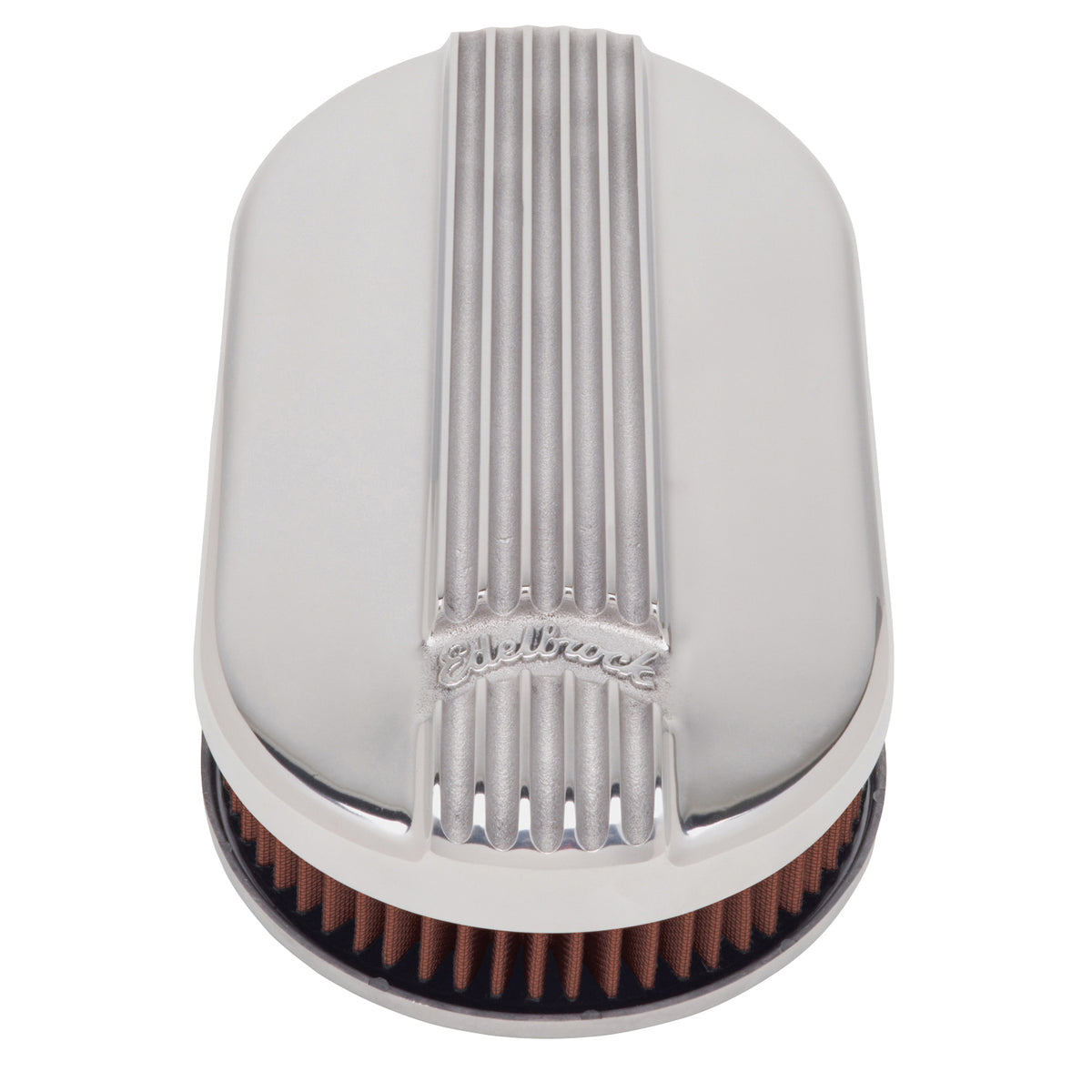 Edelbrock Air Cleaner Classic Series Oval Aluminum Top Cloth Element 17 5In X 9 35In X 3 9In - 4115