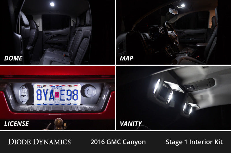 Diode Dynamics 15-22 GMC Canyon Interior LED Kit Cool White Stage 1 - DD0497 for 2018 GMC Canyon - angle view
