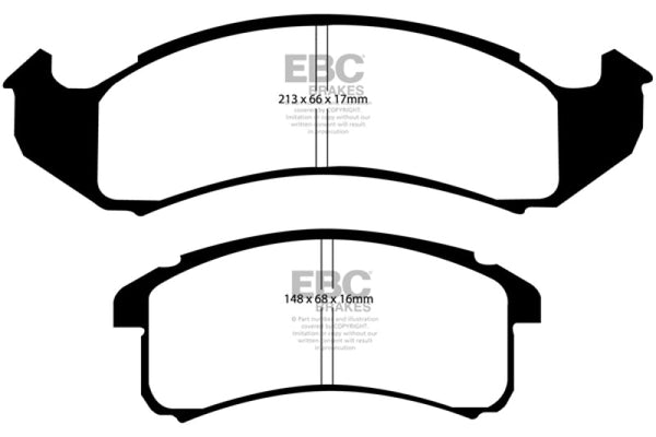 EBC 94-99 Buick Le Sabre (FWD) 3.8 Redstuff Front Brake Pads - DP31142C for 1994-1999 Buick LeSabre - front view