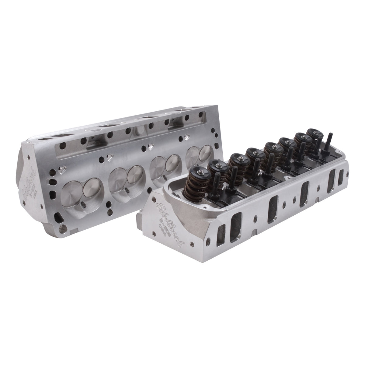 Edelbrock 1Pr SBF Cyl Head E-205 2 08 Intake Complete Assembled w/ Springs - 5027