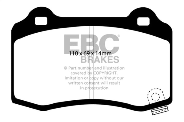 EBC 15+ Cadillac CTS 3.6 Twin Turbo Ultimax2 Rear Brake Pads - UD1053 for 2006-2022 Dodge Charger - front view