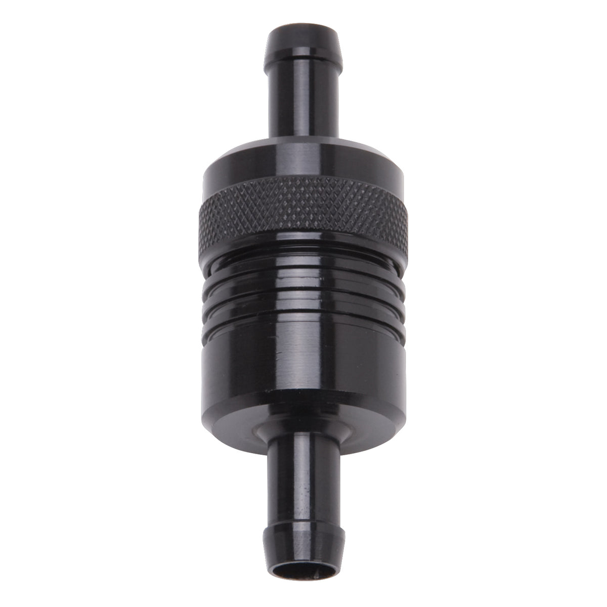 Edelbrock Fuel Filter Aluminum 3In X 01/ 1/8In 3/8In Inlet/Outlet Black - 8157