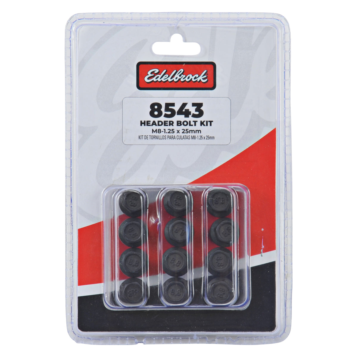 Edelbrock Exhaust Header Bolts M8-1.25 X 25mm, Black Oxide (Set Of 12) - 8543