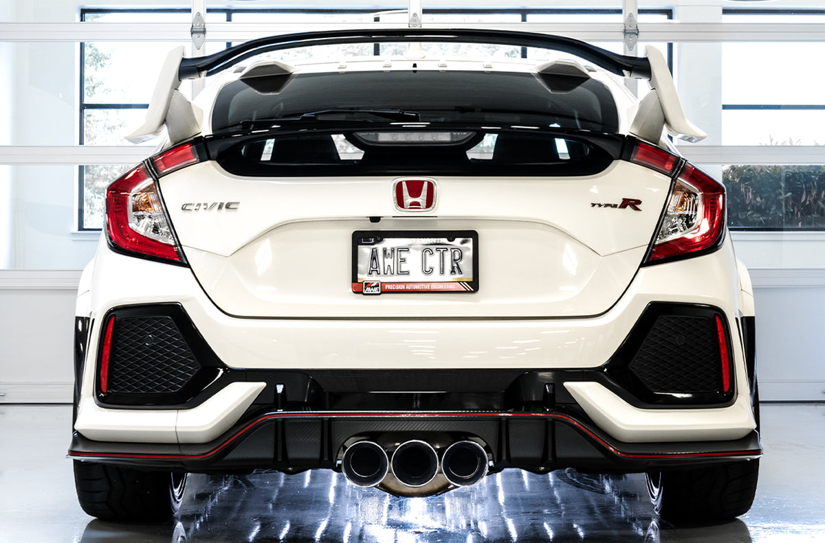 AWE Tuning 2017+ Honda Civic Type R Touring Edition Exhaust w/Front & Mid Pipes - Chrome Silver Tips - 3015-42666