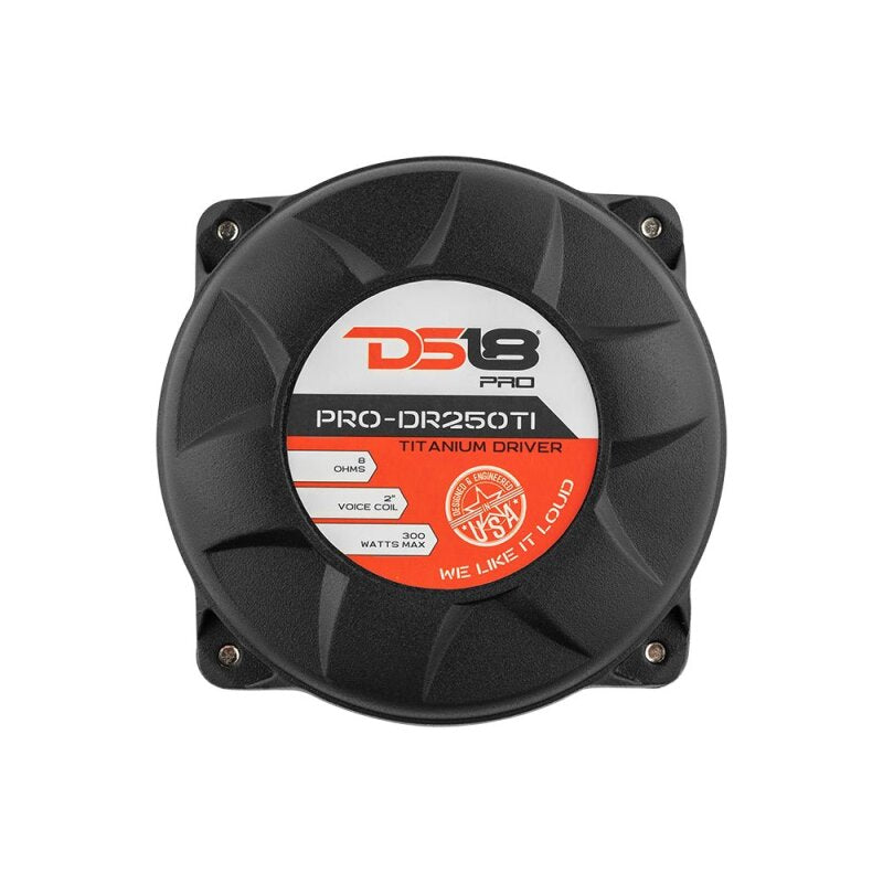DS18 1in Drivers Twist-On Throat 200 Watts RMS 2in Titanium Vc 8 ohm - PRO-DR250TI - angle view