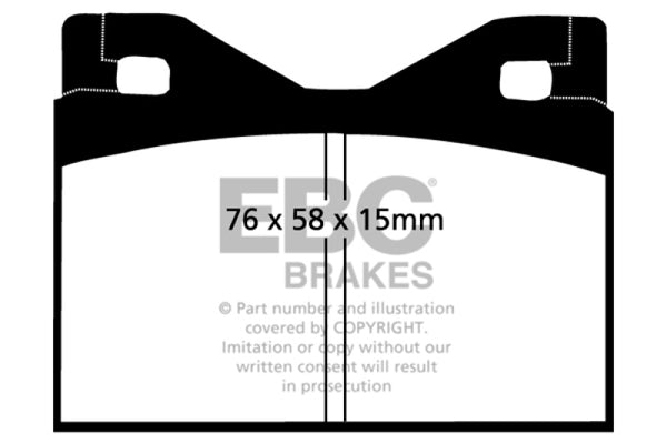 EBC 71-75 Ferrari 365 GTBB 4.4 Greenstuff Rear Brake Pads - DP2126 for 1970-1975 BMW 2002 - front view