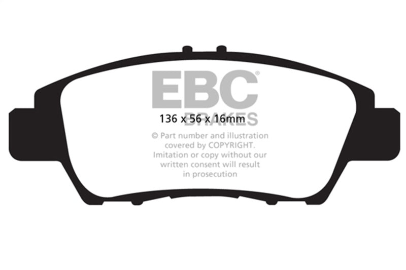 EBC 10-15 Honda CR-Z 1.5LL Hybrid Redstuff Front Brake Pads - DP32041C for 2009-2020 Honda Fit - front view