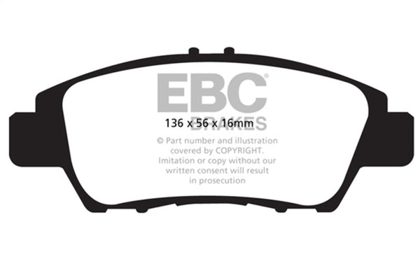 EBC 10-15 Honda CR-Z 1.5LL Hybrid Redstuff Front Brake Pads - DP32041C for 2009-2020 Honda Fit - front view
