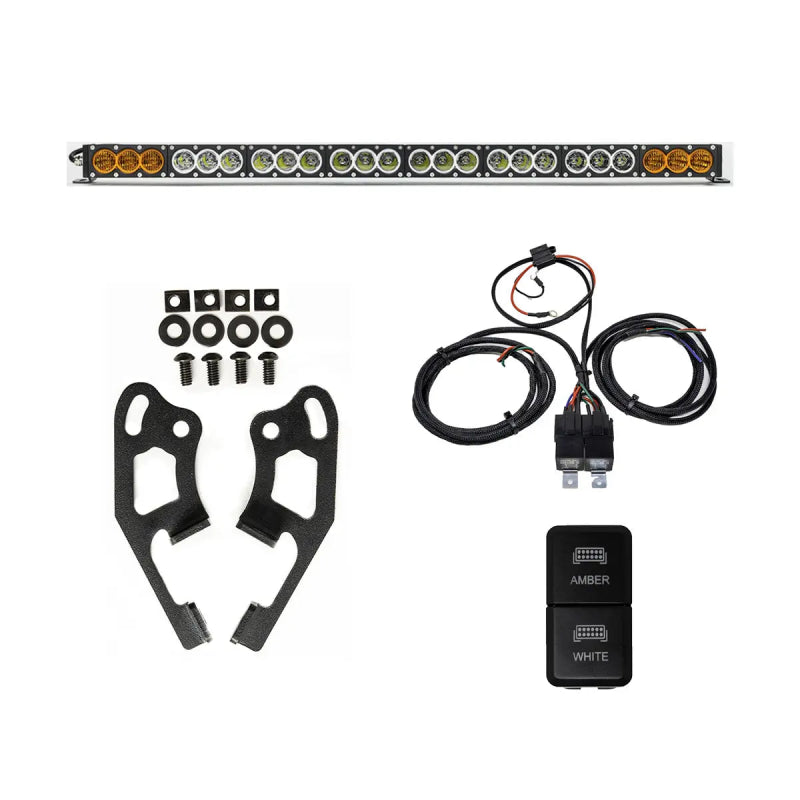 Cali Raised Sherpa Roof Rack Dual Funct. Light Bar & Mount Brckt Kit w/ Wire Harness & Tall Switch - CR4283 - front view