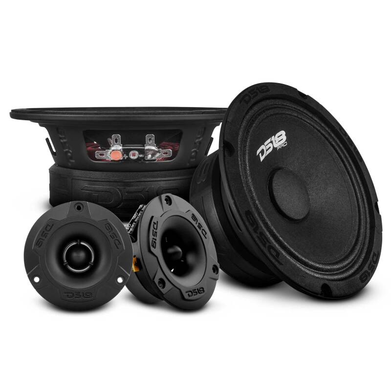 DS18 PRO-GM 6.5in Mid-Range 140 Watt Loudspeaker w/ 3.8in Super Bullet 120 Watt Tweeter - Pair - PRO-GM6.4PK - front view