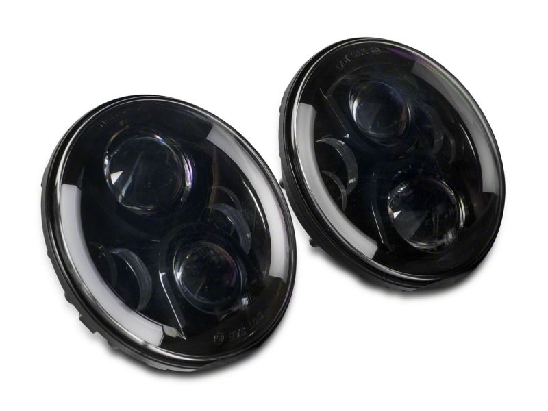 Raxiom 97-18 Jeep Wrangler TJ &amp; JK 6-LED Headlights w/ Partial Halo- Blk Housing (Clear Lens) - J135442