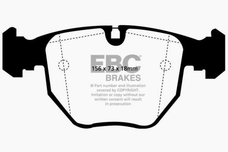 EBC 00-06 BMW X5 3.0 Greenstuff Front Brake Pads - DP61036 for 2000-2006 BMW X5 - front view