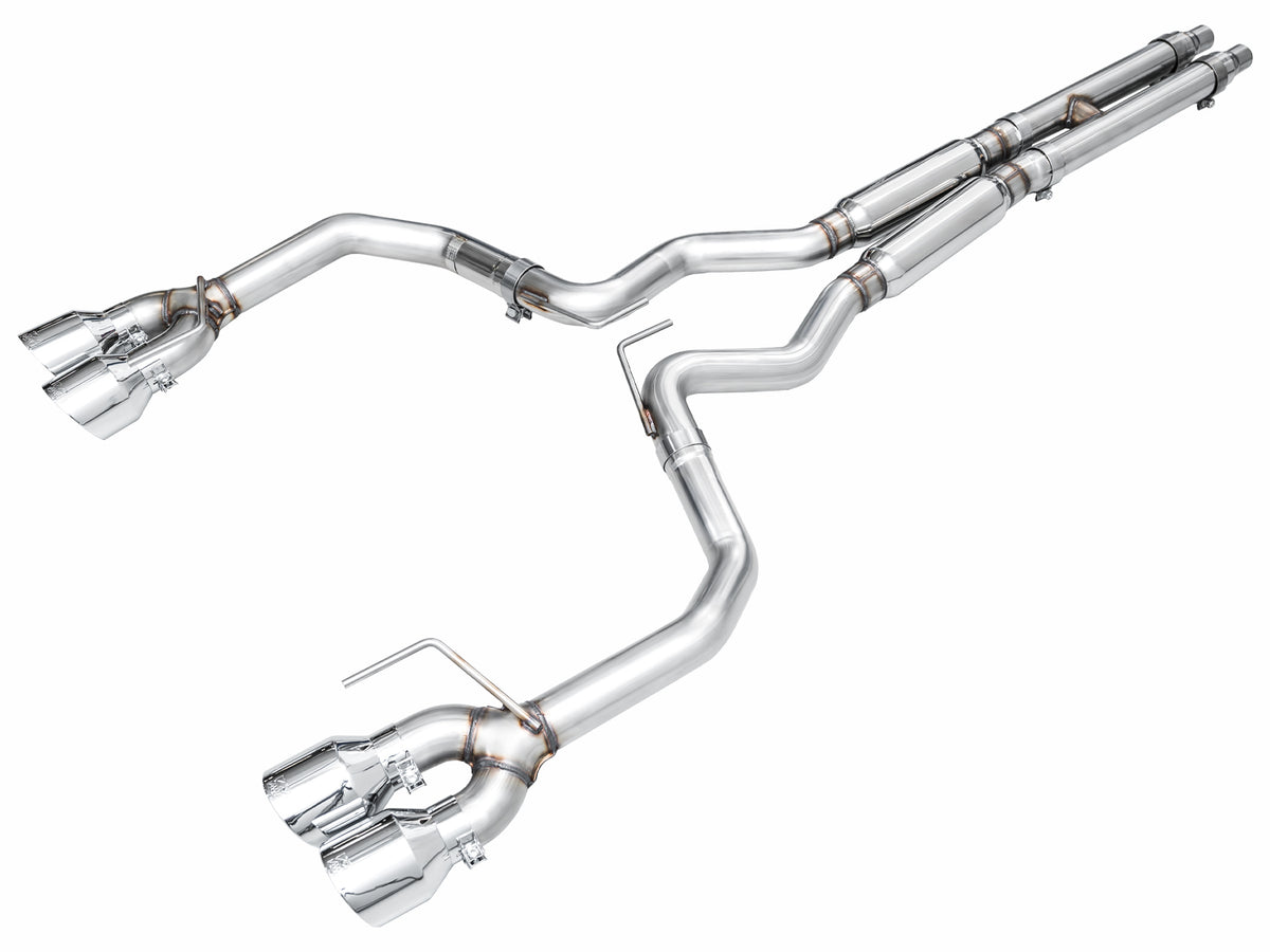 AWE 2024 Ford Mustang Dark Horse S650 RWD Track Edition Catback Exhaust w/ Quad Chrome Silver Tips - 3020-42375