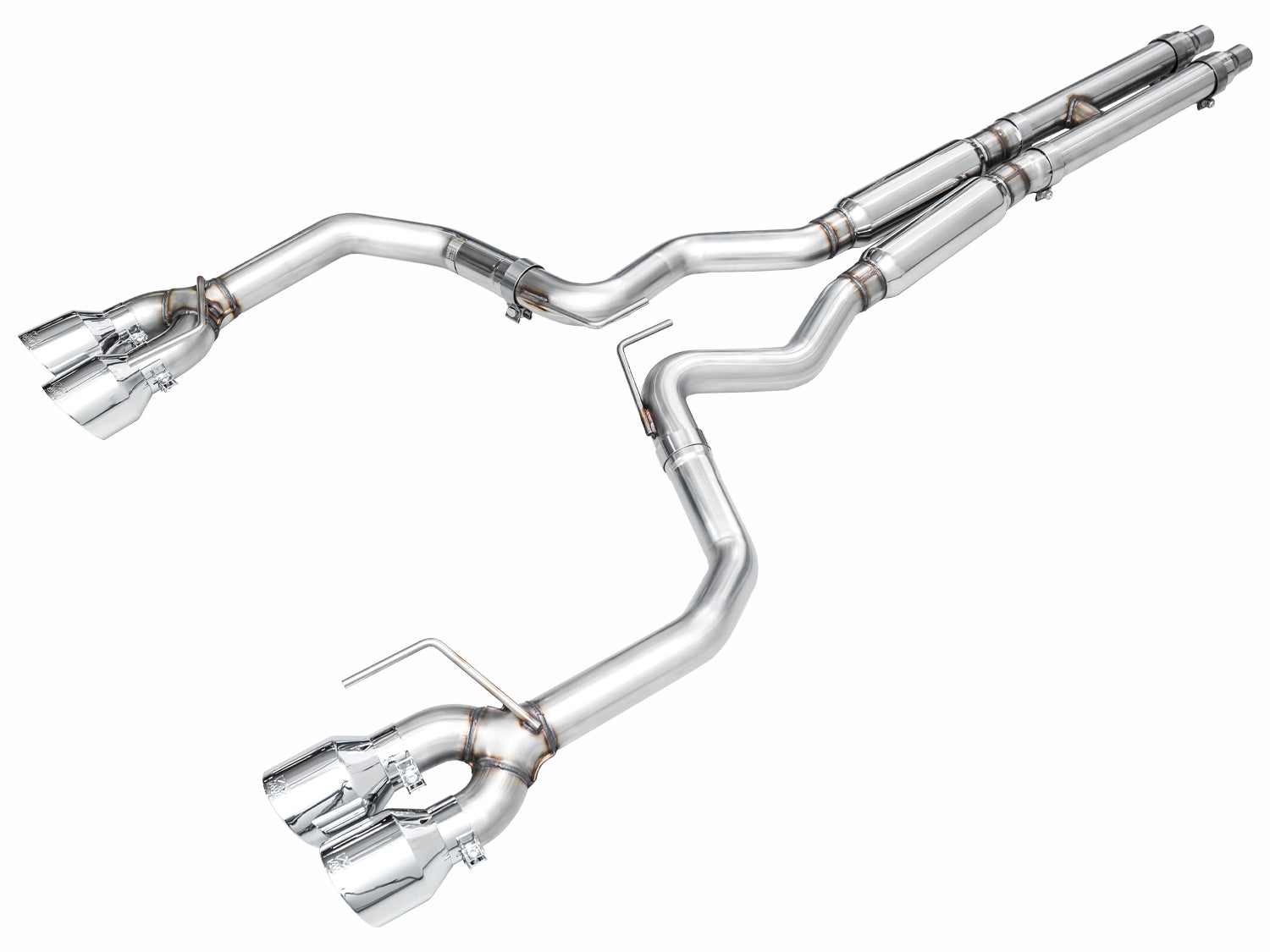 AWE 2024 Ford Mustang Dark Horse S650 RWD Track Edition Catback Exhaust w/ Quad Chrome Silver Tips - 3020-42375