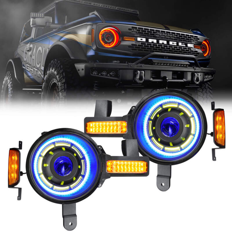 Oracle 2021+ Ford Bronco Oculus Bi-LED Projector Headlights - ColorSHIFT LED SEE WARRANTY - 5886-BC2