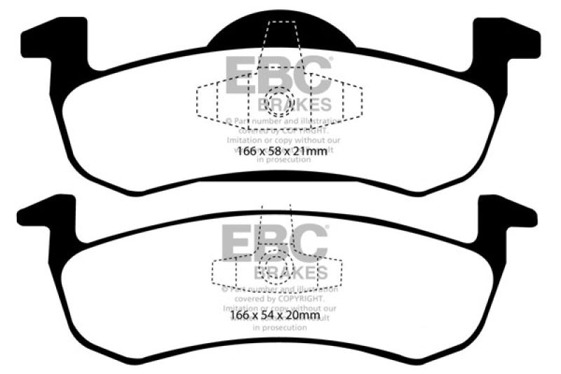 EBC 07-09 Ford Expedition 5.4 2WD Ultimax2 Rear Brake Pads - UD1279 for 2007-2017 Ford Expedition - front view