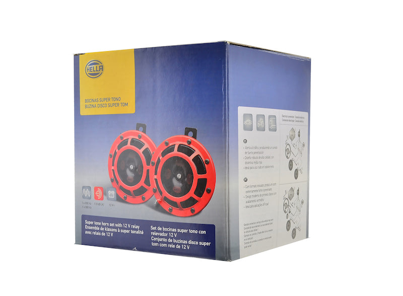 Hella Supertone Horn Kit 12V 300/500HZ Red - 003399801
