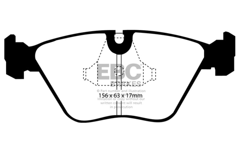 EBC 89-91 Audi 200 2.2 Turbo (ATE) Ultimax2 Front Brake Pads - UD3941 for 1997-2006 Jaguar XK8 - front view
