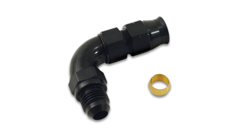 Vibrant 90 Degree 3/8in Tube to Male -6AN Flare Adapter w/ Olive Inserts - 16586
