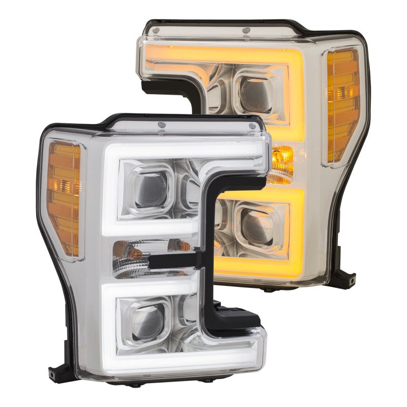 ANZO LED Headlights 17-18 Ford F-250 Super Duty Plank-Style L.E.D. Headlight Chrome (Pair) - 111389