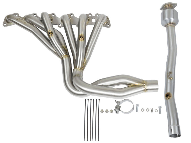 aFe Power Twisted Steel Long Tube Header &amp; Connection Pipes (Street Series) 01-16 Nissan Patrol - 48-36105-YC
