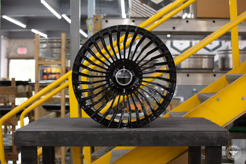 Vossen x Urban Forged - 22x9.5 - ET8 - 5x112 - 66.56 - OEM FL. CAP GB - GLOSS BLACK - GHOST 2 FRONT - UV5-2M001