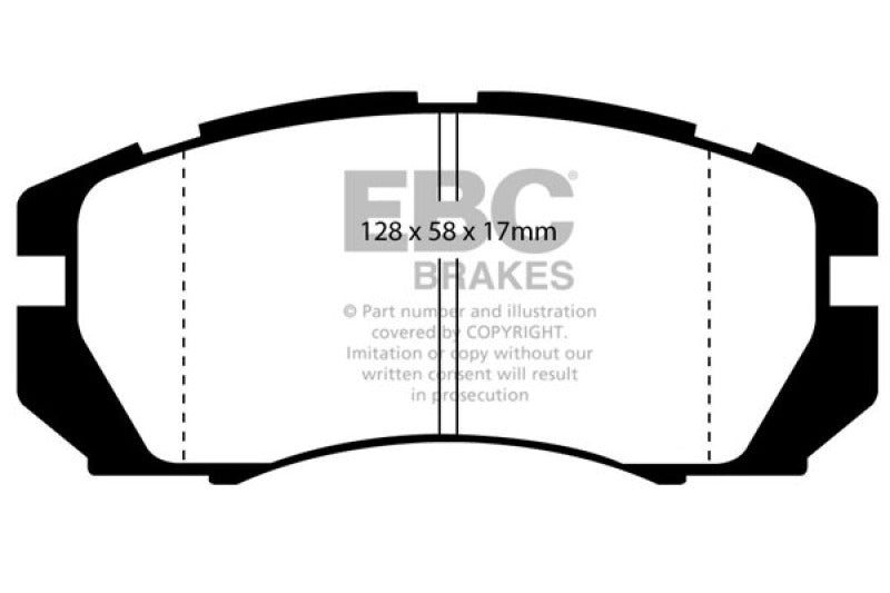 EBC 93-96 Subaru Impreza 1.8 Ultimax2 Rear Brake Pads - UD471 for 1991-2001 Subaru Legacy - front view
