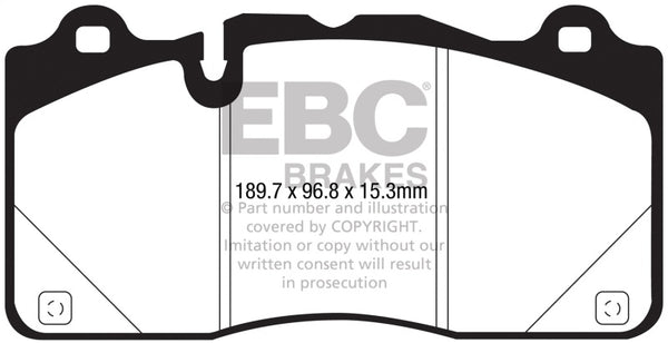 EBC 2016+ Cadillac CTS-V 6.2L Supercharged Yellowstuff Front Brake Pads - DP43050R for 2016-2024 Chevrolet Camaro - front vie