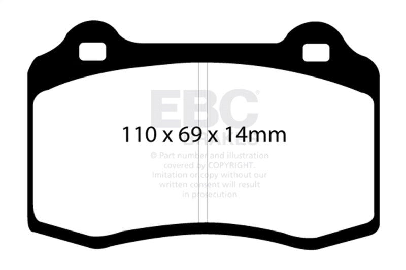 EBC 96-00 Lotus Esprit Turbo 2.0 Turbo GT3 Bluestuff Front Brake Pads - DP51140NDX for 1995-2002 Jaguar XJR - front view