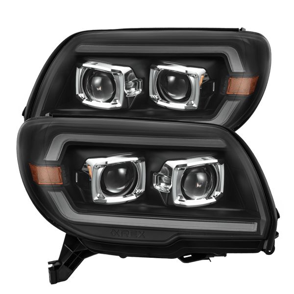 Alpharex 03-09 Toyota 4Runner LUXX LED Projector Headlights Blk w/ Activ Light/Seq Signal/SB DRL - 880373 for 2003-2009 Toyot