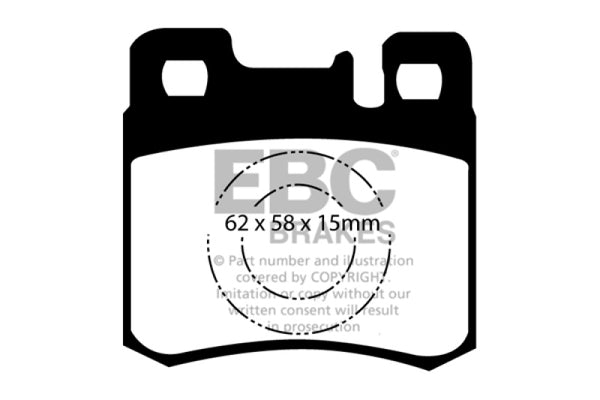 EBC 98-00 Mercedes-Benz E300 TD 3.0 TD Yellowstuff Rear Brake Pads - DP4846R for 1994-1999 Mercedes Benz E Class - front view