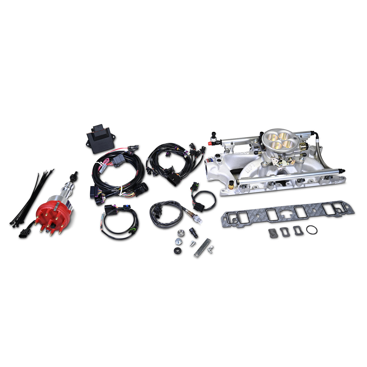Edelbrock Pro Flo 4 Fuel Injection Kit Seq Port Ford 289-302 ci 550 HP 29 LbHr Injectors Satin - 35930