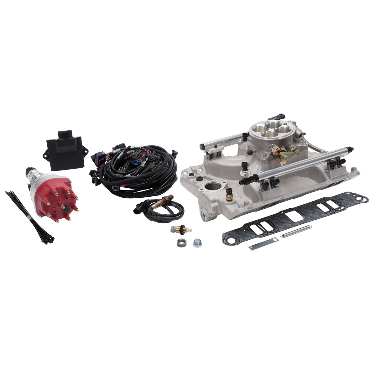 Edelbrock Pro Flo 4 Fuel Injection Kit Seq Port Pontiac 326-455 ci 550 Max HP 2 LbHr Injectors Satin - 35970