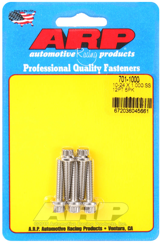 ARP 10-24 RH Thread x 1.000in UHL 12pt Stainless 300 (5/pkg) - 701-1000