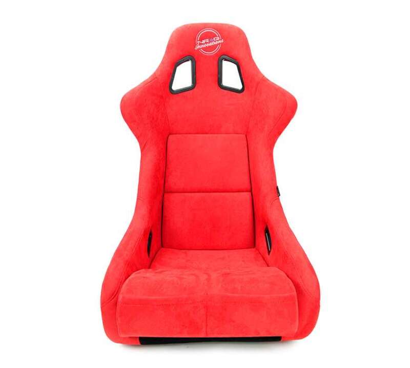 NRG FRP Bucket Seat (Large) Red Alcantara w/ Dragon Livery - FRP-302RD-DRGN-R - front view