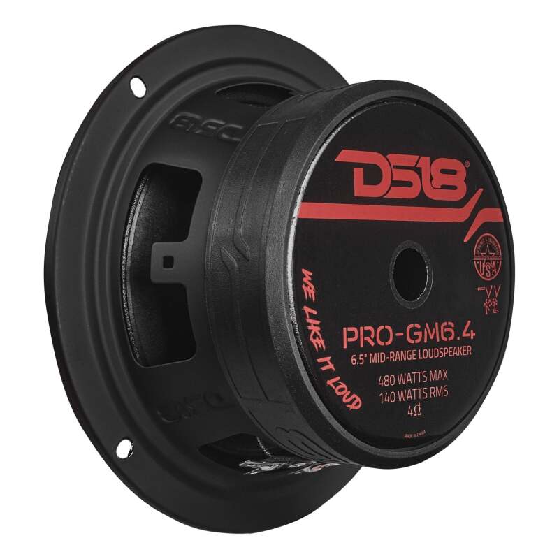 DS18 PRO-GM 6.5in Mid-Range 140 Watt Loudspeaker w/ 3.8in Super Bullet 120 Watt Tweeter - Pair - PRO-GM6.4PK - angle view