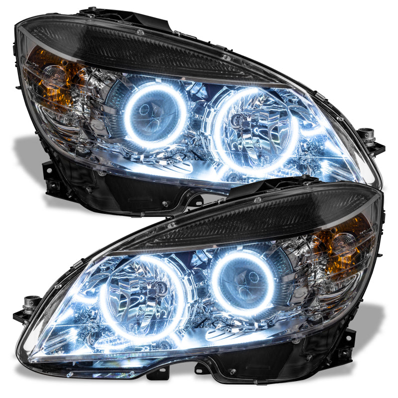 Oracle 08-11 Mercedes Benz C-Class Pre-Assembled Headlights - Chrome Housing - White SEE WARRANTY - 7115-001