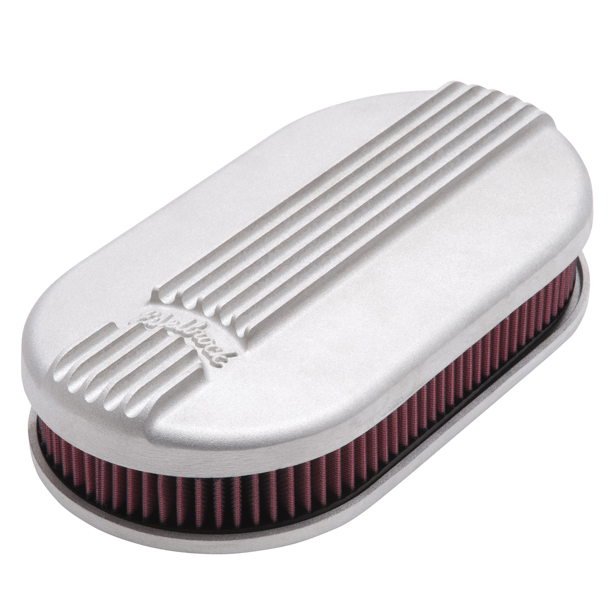 Edelbrock Air Cleaner Classic Series Oval Aluminum Top Cloth Element 17 5In X 9 35In X 3 9In Satin - 41159