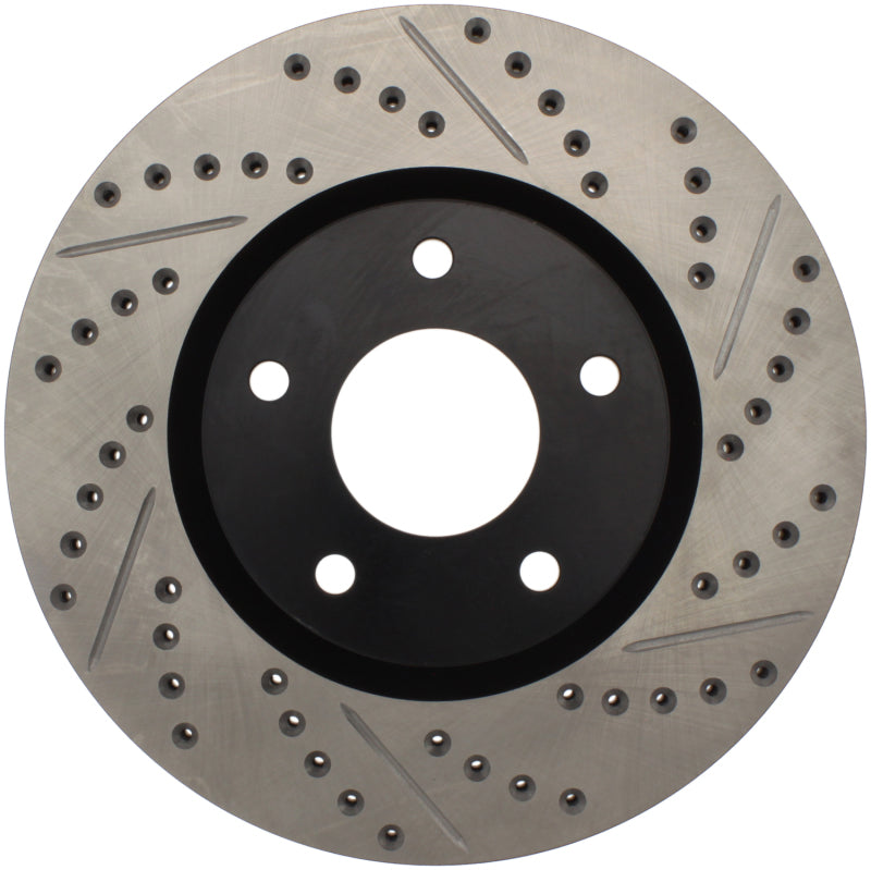 StopTech 1/02-05 Infiniti G35 (alloy disc) / 6/02-05 Nissan 350Z Slotted &amp; Drilled Right Front Rotor - 127.42074R