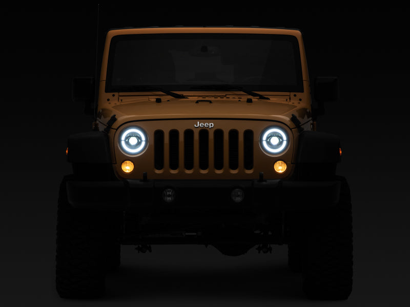 Raxiom 07-18 Jeep Wrangler JK Axial Series LED Headlights- Black Housing (Clear Lens) - J132813