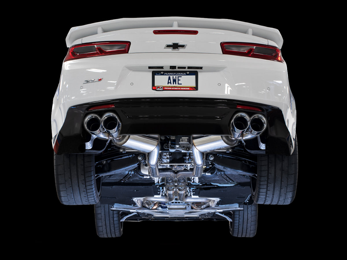 AWE Tuning 16-19 Chevy Camaro SS Res Cat-Back Exhaust -Touring Edition (Quad Chrome Silver Tips) - 3015-42092