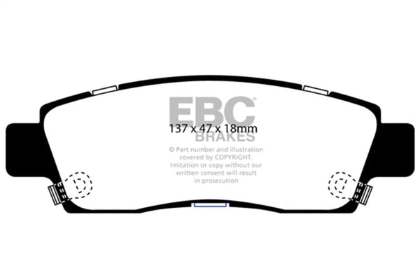 EBC 07+ Buick Enclave 3.6 Greenstuff Rear Brake Pads - DP61672 for 2008-2017 Buick Enclave - front view